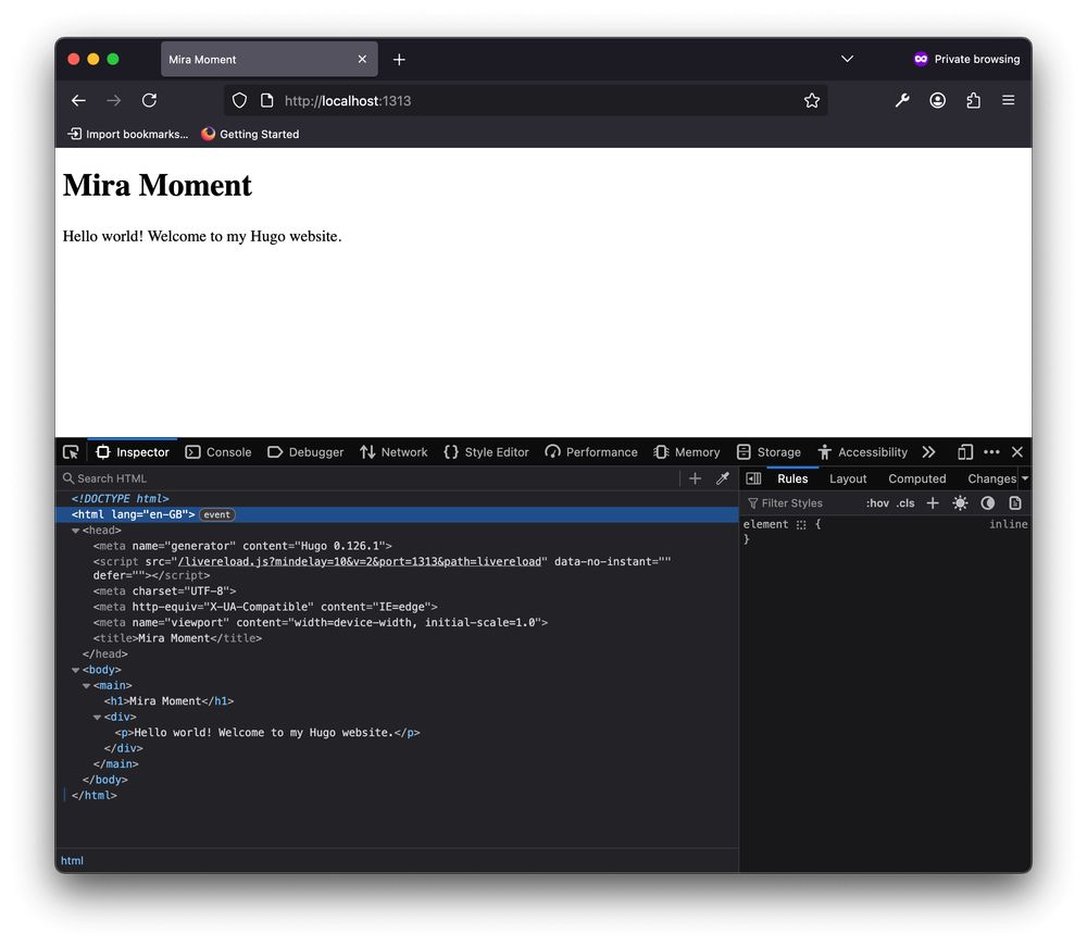 Running the web server | Practical Hugo